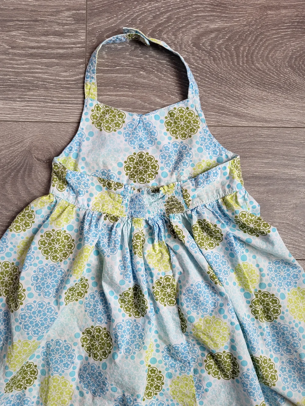 Girls 5T Light Blue Halter Sundress with Floral Medallions